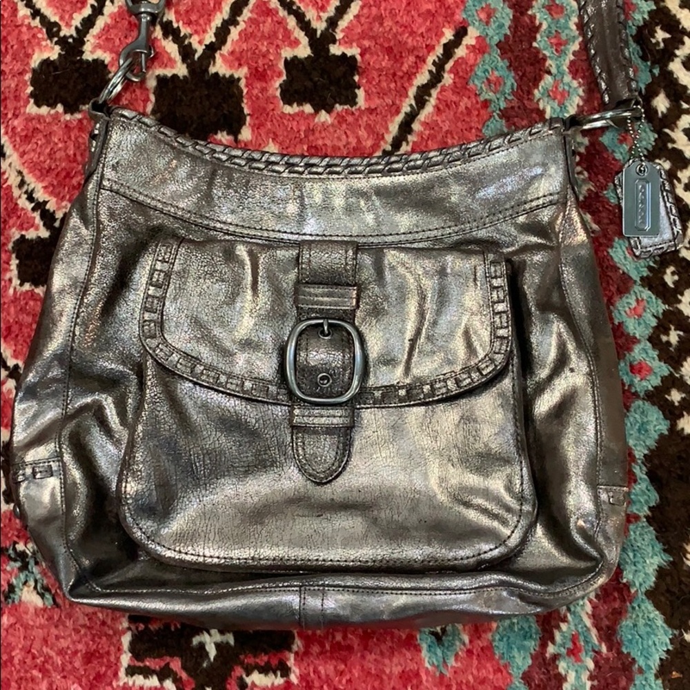Coach large metallic hobo bag